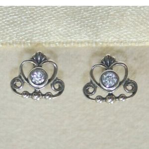 Pandora Silver crown earrings